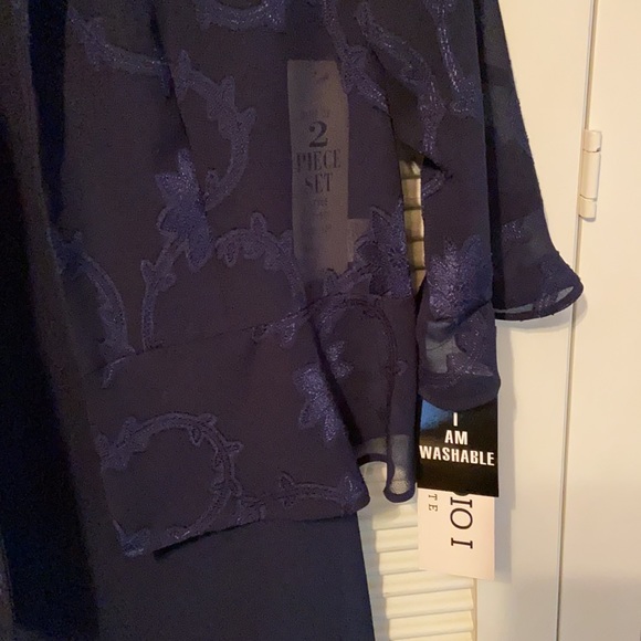 Navy Blue  Sleeveless Dress with Jacket - Jacket Dress - Picture 8 of 14